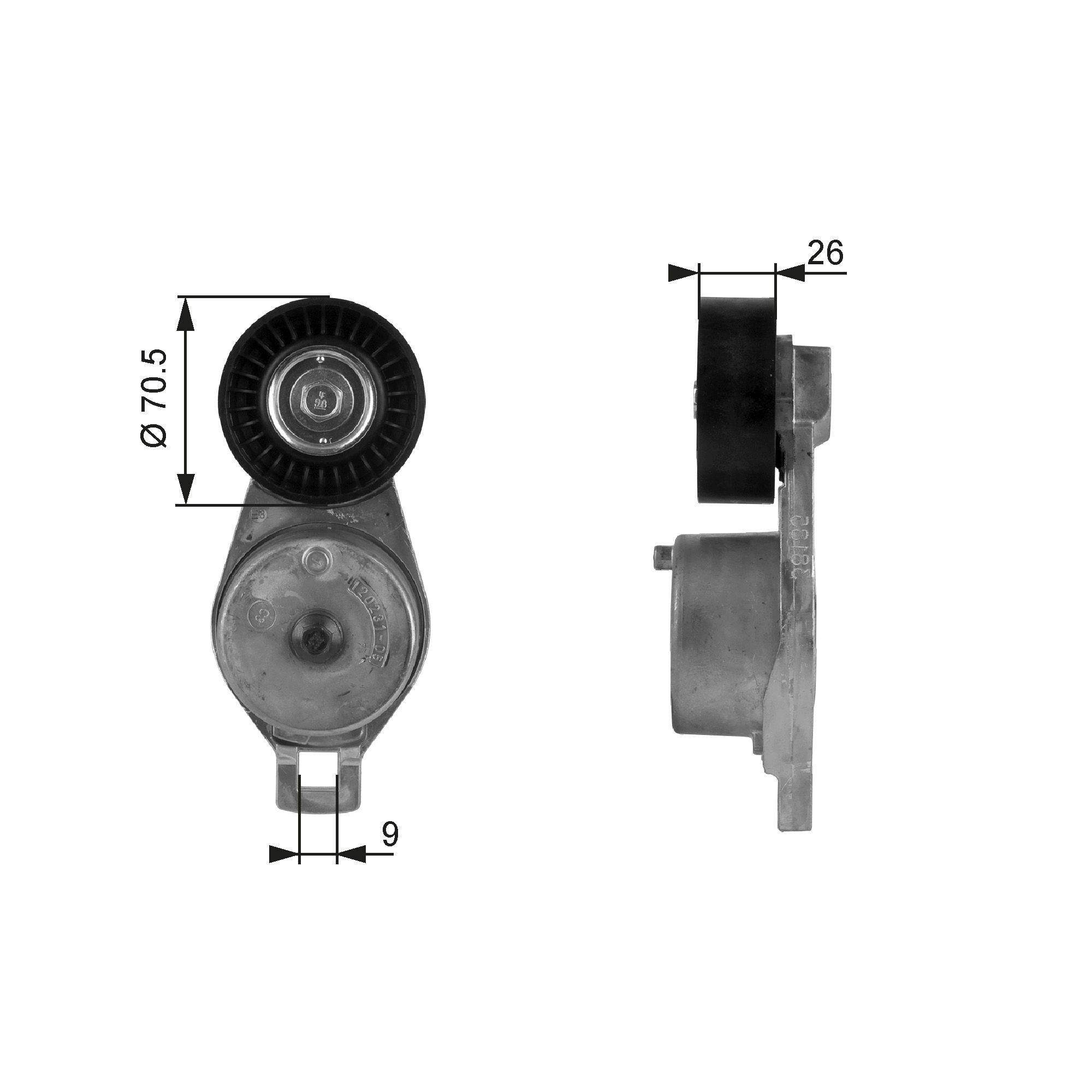 GATES Spanrol, poly V-riem T38185 Spanpoelie GATES CARAVAN T38185 goedkoop