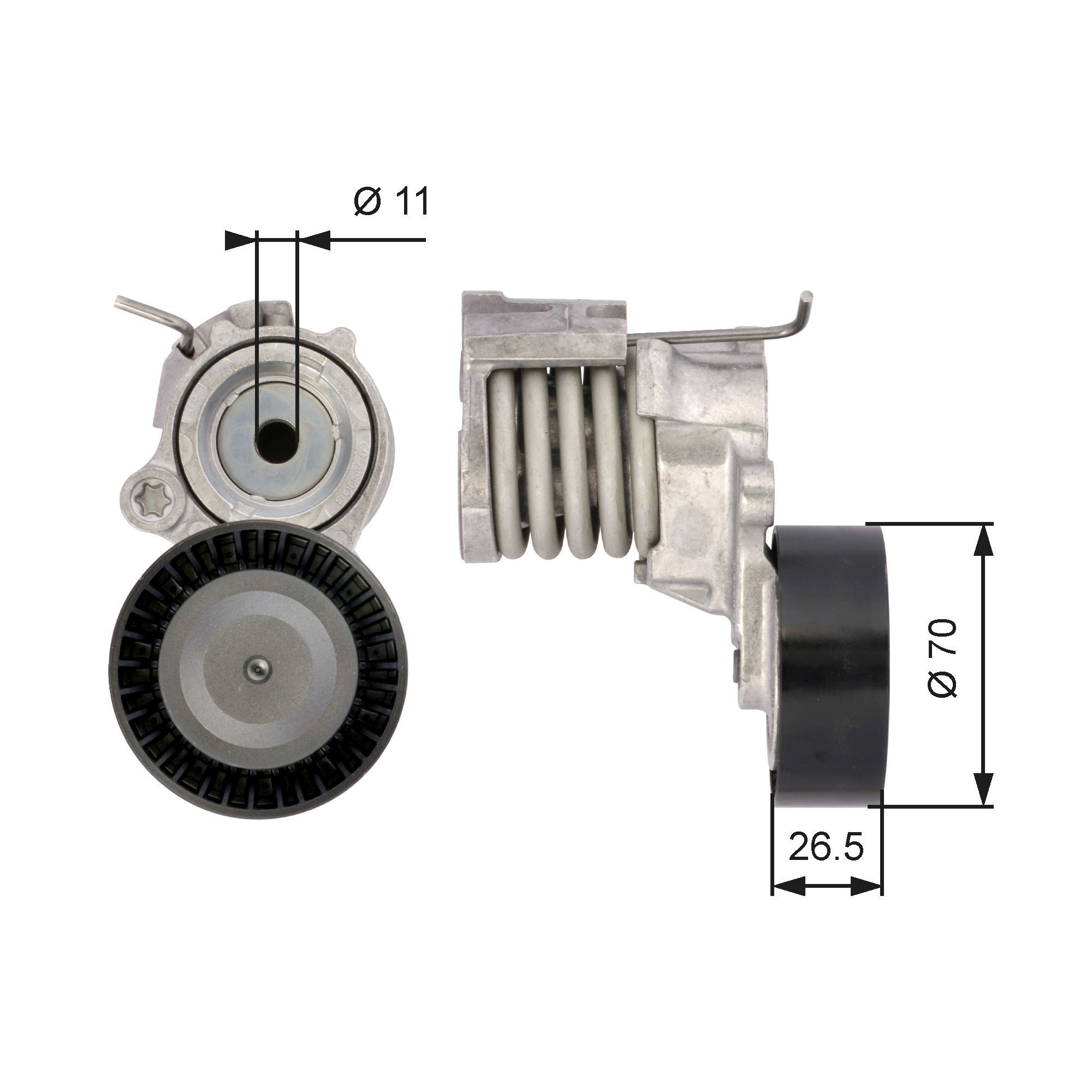 Rolo tensor, correia trapezoidal estriada GATES T39115 GATES DriveAlign T39115 Polia tensora VW POLO 2002