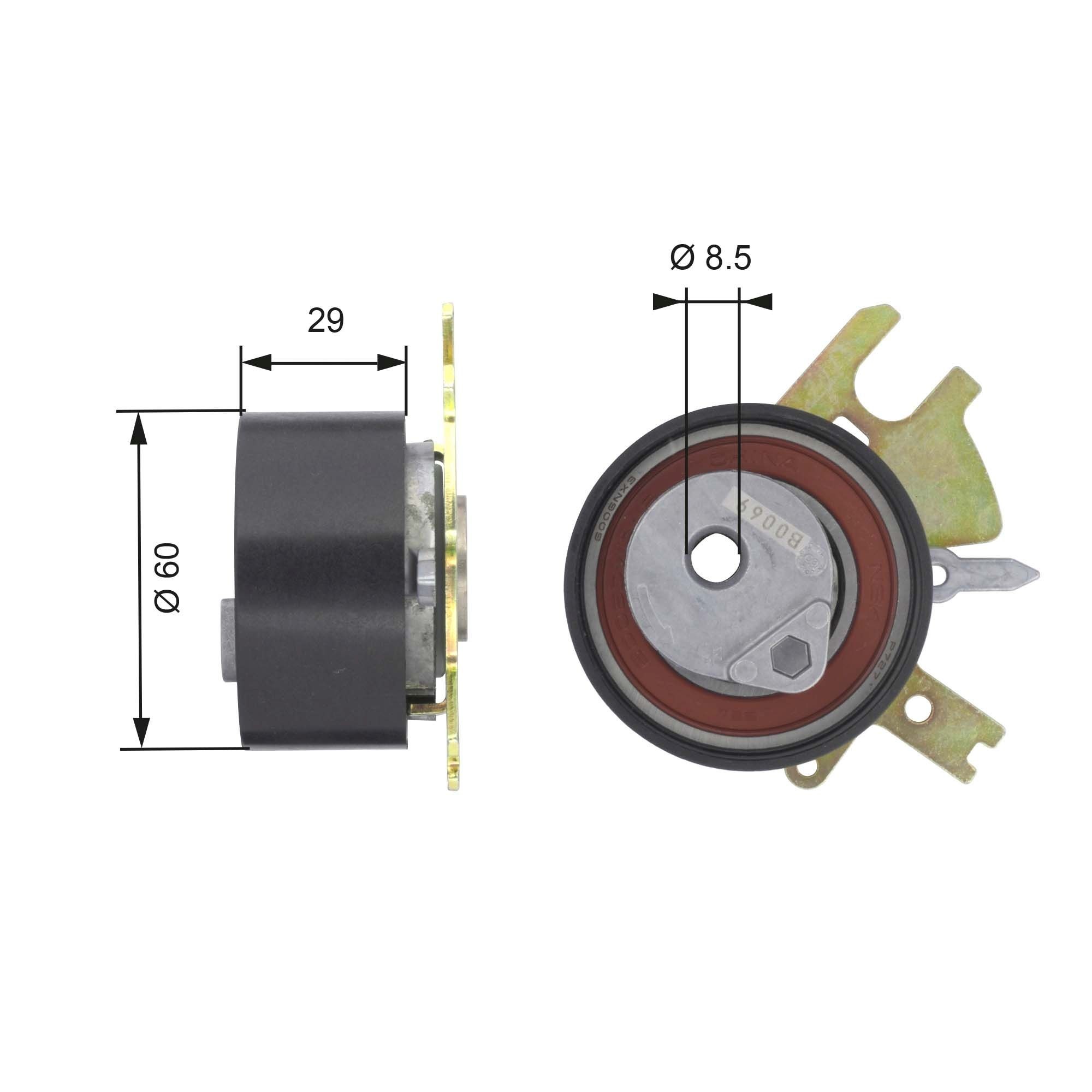 GATES Spännrulle för kamrem T43089 GATES T43089 spännrulle för kamrem Jumpy II MPV (VF7) pris