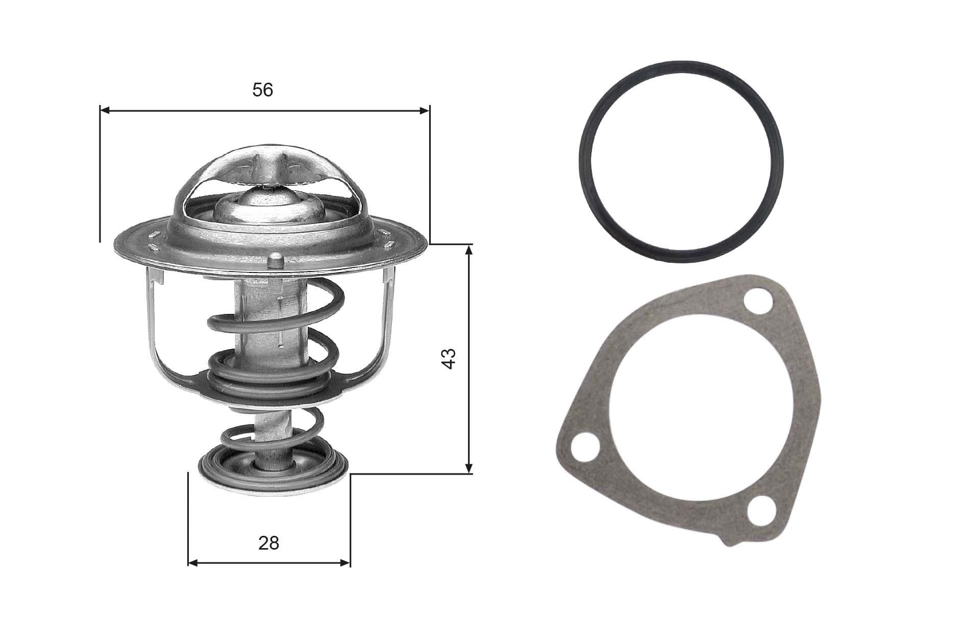 Thermostaat, koelvloeistof GATES TH31276G1 GATES TH31276G1 Thermostaat, behuizing MITSUBISHI COLT 2000