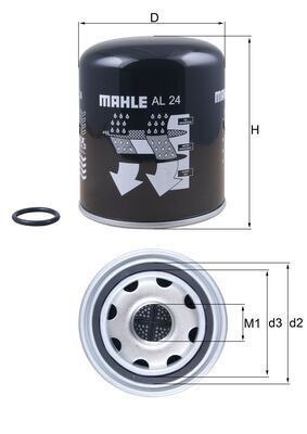 MAHLE Στοιχείο αφυγρ., σύστ. πεπ. αέρα AL 24 MAHLE AL 24 Στοιχείο αφυγρ., σύστ. πεπ. αέρα