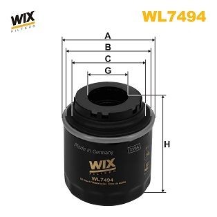 WIX FILTERS Filtro de óleo WL7494 Filtro de óleo AUDI WIX FILTERS WL7494