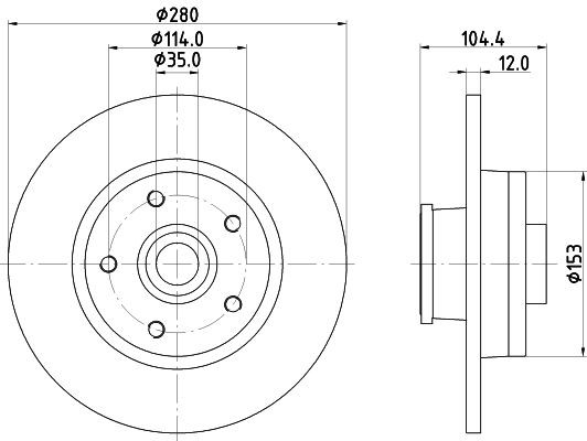 HELLA Disque de frein 8DD 355 125-281 8DD 355 125-281 Disques de frein HELLA NISSAN NV200