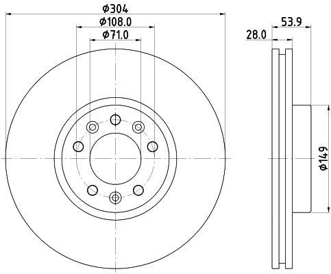 HELLA Bremseskive 8DD 355 125-411 Sports bremseskiver HELLA Citroën DS5 8DD 355 125-411