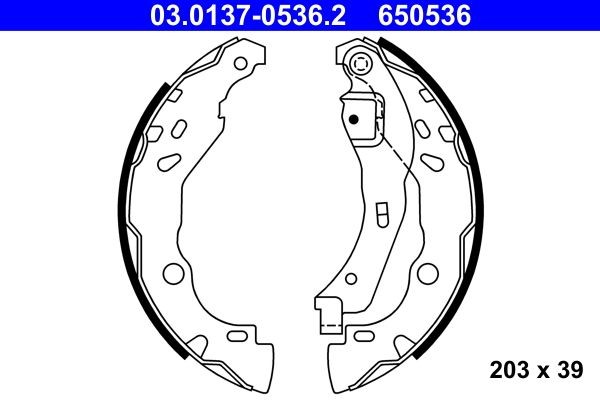 Piduriklotside komplekt ATE 03.0137-0536.2 ATE 03.0137-0536.2 Trummelpiduriklotsid NISSAN NOTE 2022
