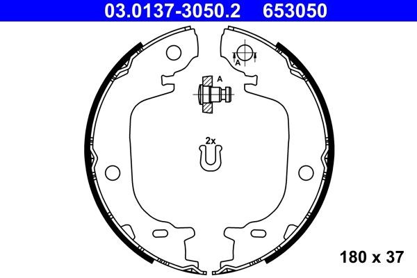 Mâchoires de frein à main ATE 03.0137-3050.2 ATE 03.0137-3050.2: Frein de secours Toyota PRIUS 2014