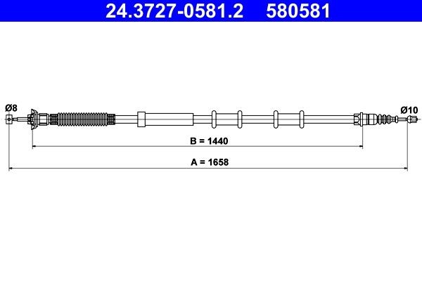 ATE Handremkabel 24.3727-0581.2 Alfa Romeo GIULIETTA Remkabel ATE 24.3727-0581.2