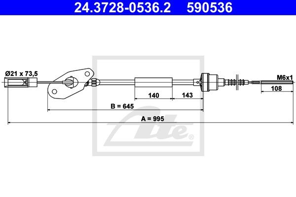 Cavo frizione ATE 24.3728-0536.2 ATE 24.3728-0536.2 Cavo frizione FORD KA 2014