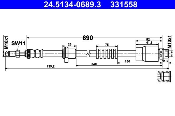Ελαστικός σωλήνας φρένων ATE 24.5134-0689.3 ATE 24.5134-0689.3 Ελαστικός σωλήνας φρένων BMW X3 2011