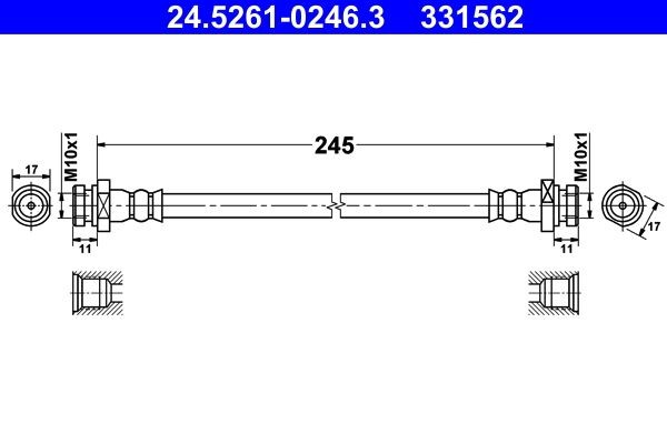 Flexible de frein ATE 24.5261-0246.3 ATE 24.5261-0246.3: Flexibles de frein Hyundai i10 2007