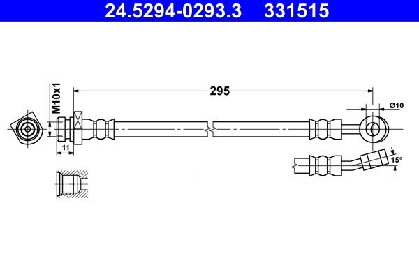 ATE Bromsslang 24.5294-0293.3 24.5294-0293.3 ATE bromsslang HYUNDAI SONATA
