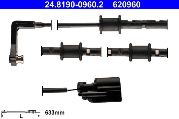 ATE Contacto avisador, desgaste da pastilha de travão 24.8190-0960.2 24.8190-0960.2 Sensor pastilha de freio JAGUAR X-TYPE ATE