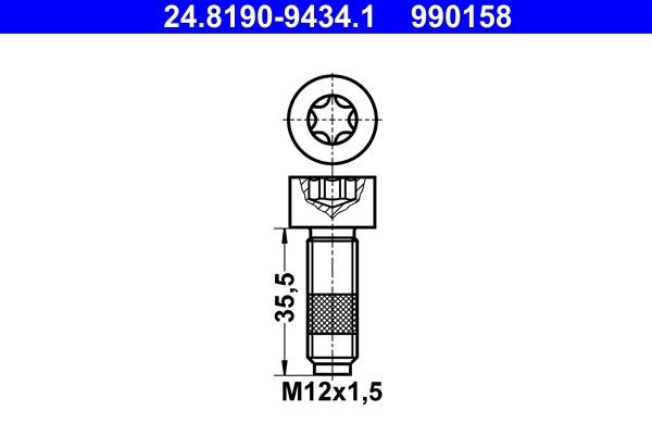 ATE Bolt, brake disc 24.8190-9434.1 ATE 24.8190-9434.1 RENAULT TALISMAN bolt, brake disc replacement
