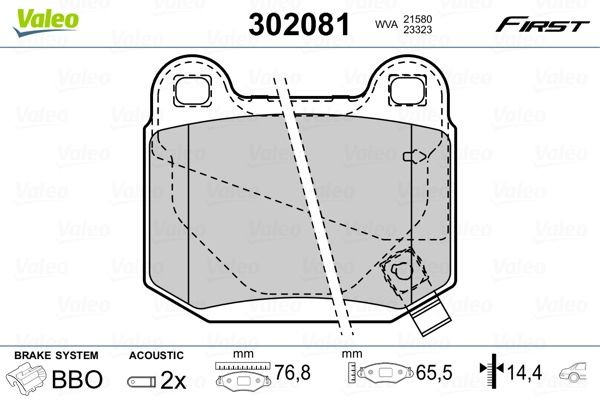 VALEO Bromsbelägg 302081 302081 VALEO bromsklossar Subaru BRZ