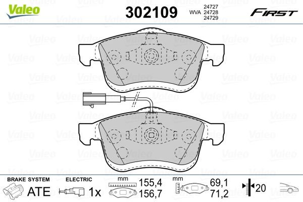 VALEO Brake pad set 302109 302109 VALEO racing brake pads for CHRYSLER NEW YORKER