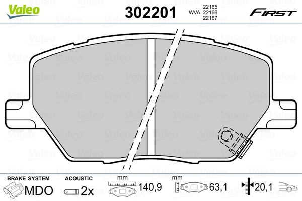 VALEO Kit pastiglie freni 302201 302201 costo Pastiglie freno sportive VALEO JEEP CHEROKEE