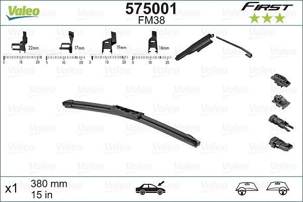Pyyhkijänsulka VALEO 575001 VALEO FIRST MULTICONNECTION 575001: Pyyhkijänsulat Lancia YPSILON 2016