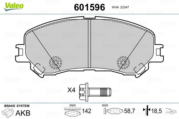 VALEO Bromsbelägg 601596 VALEO 601596 Bromsbelägg RENAULT Espace V (JR) 2.0 Blue dCi 160 (JRAM) 160 hk 2018