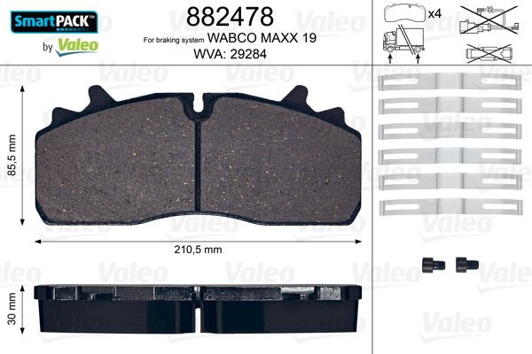 VALEO Plaquettes de frein 882478 VALEO Plaquette de frein sport RENAULT TRUCKS SMARTPACK 882478