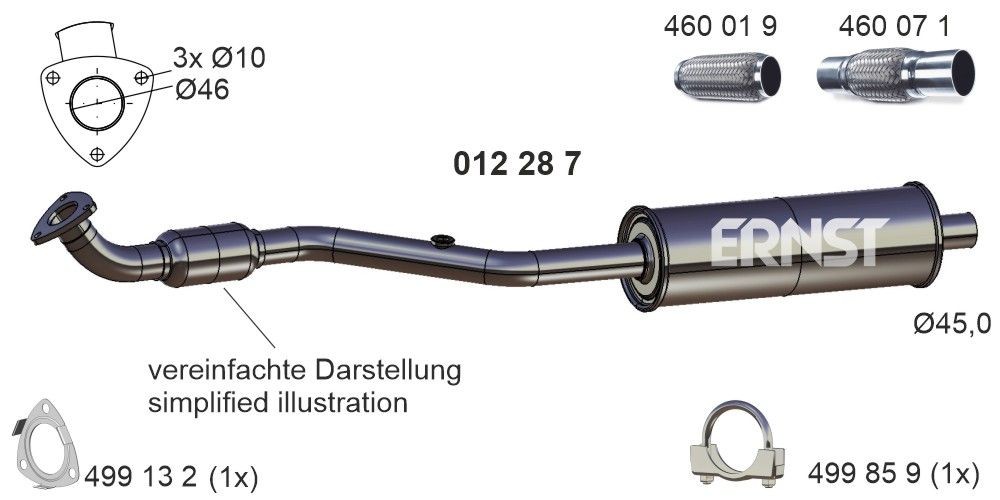 Etuäänenvaimentaja ERNST 012287 ERNST 012287 OPEL CORSA 2005 Etupakoputki