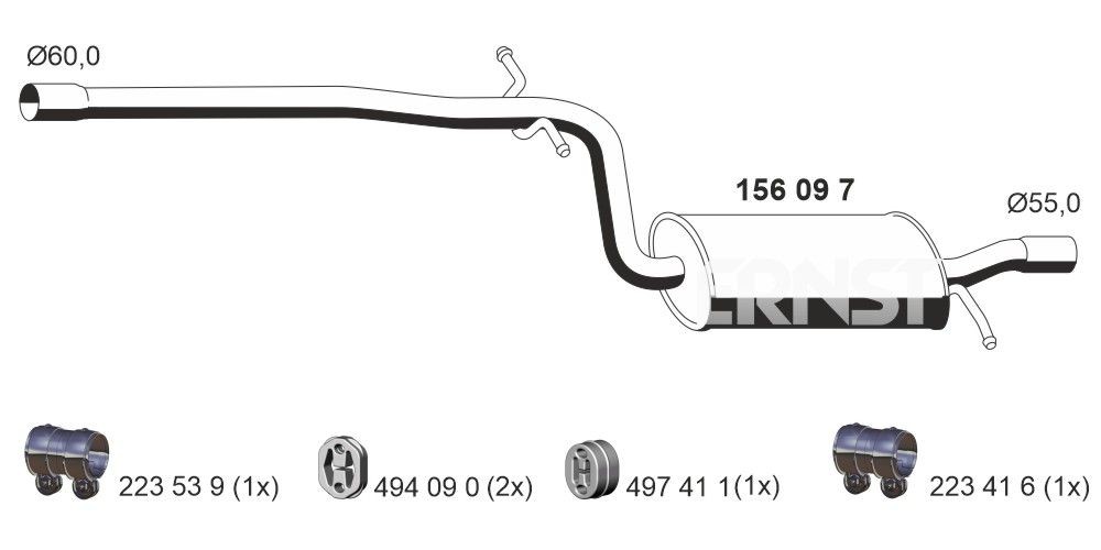 ERNST Mittelschalldämpfer 156097 156097 ERNST LADA Mittelschalldämpfer