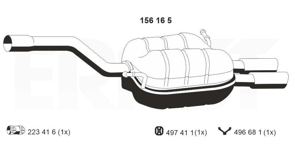 Πίσω σιλανσιέ ERNST 156165 ERNST 156165 Πίσω σιλανσιέ Volkswagen CC 2012