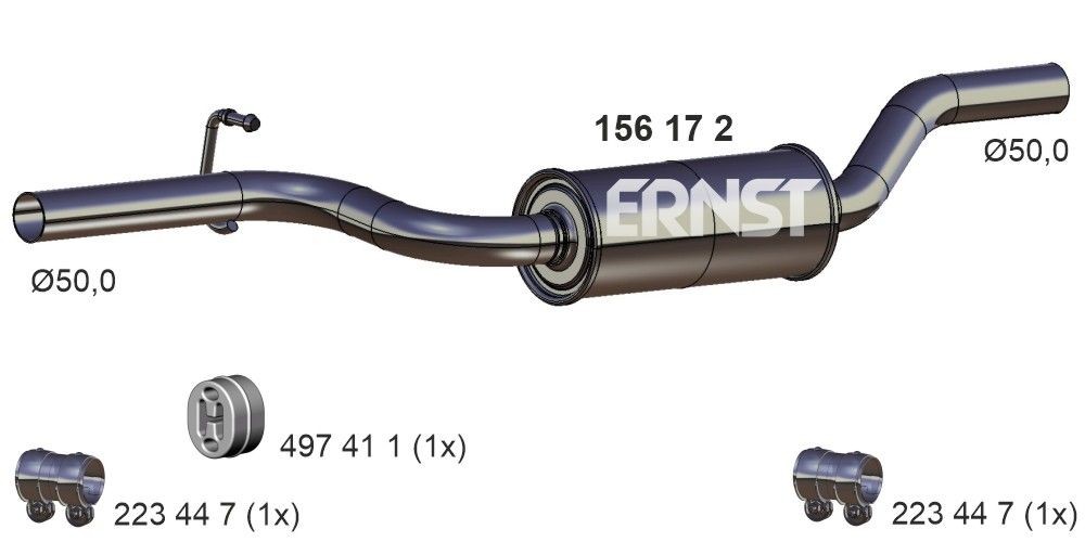 ERNST Keskiäänenvaimentaja 156172 156172 ERNST Keskimmäinen äänenvaimennin Fiat GRANDE PUNTO hinta