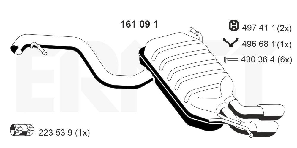 ERNST Einddemper 161091 Audi CABRIOLET Achterdemper ERNST 161091