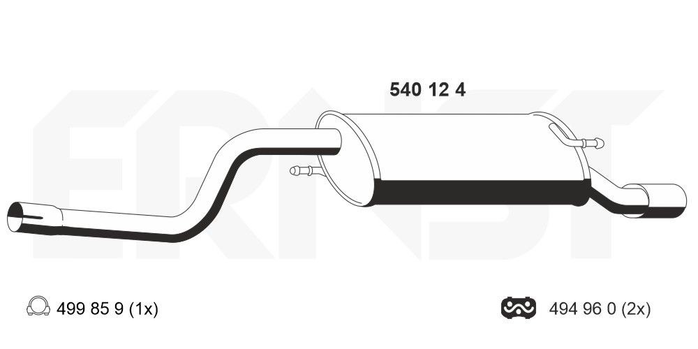 ERNST Takaäänenvaimentaja 540124 540124 ERNST Takaäänenvaimennin ALFA ROMEO 166