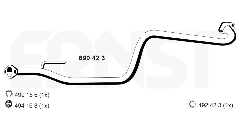 ERNST Tubo gas scarico 690423 ERNST 690423 Tubi di scarico Ferrari F355 originali