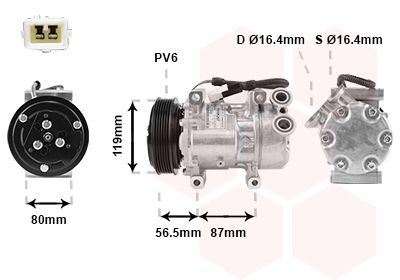 VAN WEZEL AC-kompressor 0900K207 0900K207 AC kompressor VAN WEZEL CITROЁN JUMPY