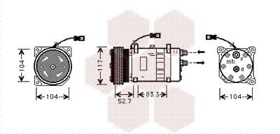 VAN WEZEL AC-kompressor 0900K222 Aircondition pumpe VAN WEZEL Citroën JUMPY 0900K222