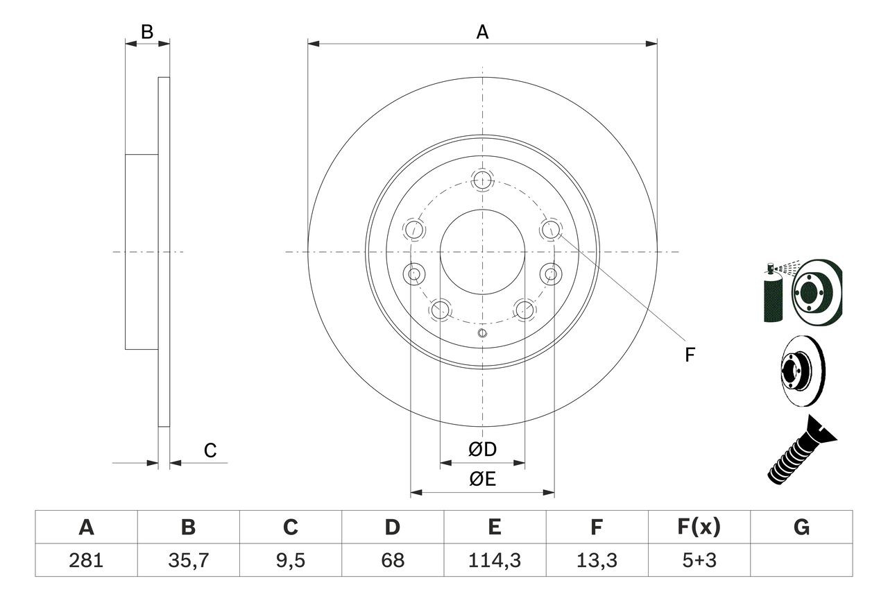 BOSCH Remschijf 0 986 479 E55 Sportremschijven BOSCH 5 0 986 479 E55 goedkoop