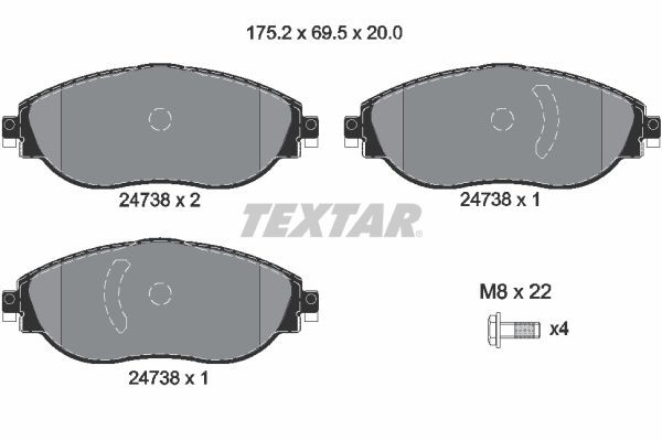 TEXTAR Bromsbelägg 2473806 2473806 TEXTAR bromsbelägg sport CUPRA LEON