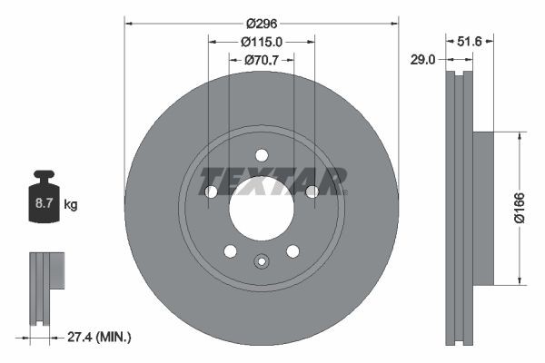 TEXTAR Piduriketas 92165405 Pidurikettad TEXTAR Chevrolet HHR PRO+ 92165405