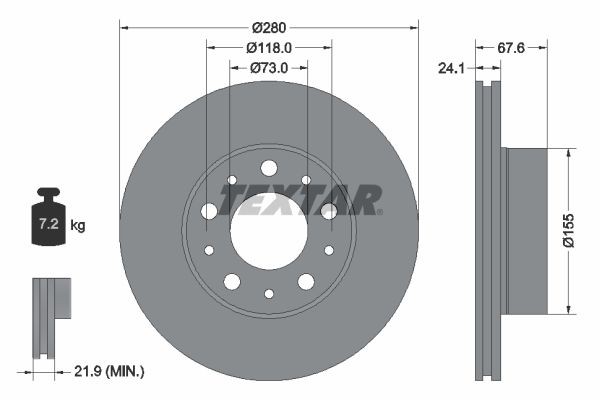 TEXTAR Bromsskiva 92275105 92275105 TEXTAR bromsskivor sport Peugeot 3008
