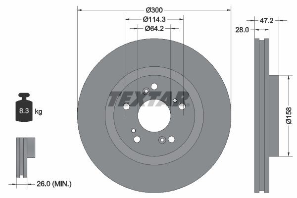 Bremseskive TEXTAR 92284603 TEXTAR PRO 92284603: Bremseskiver Honda PILOT 2020