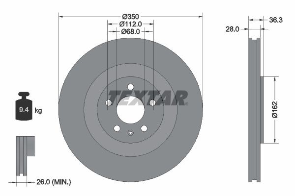 TEXTAR Δισκόπλακα 92290405 92290405 Δισκόπλακες TEXTAR DACIA DOKKER