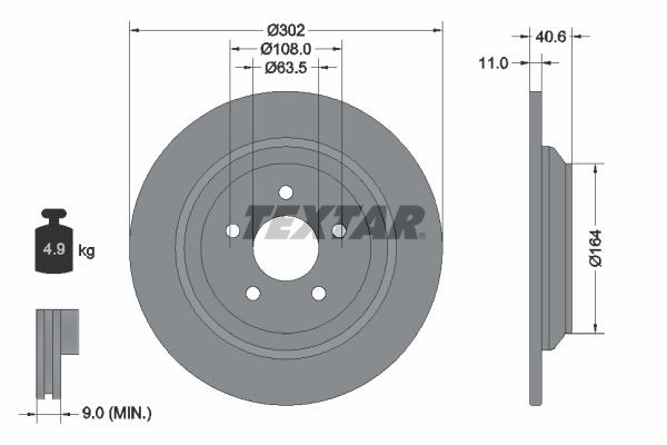TEXTAR Bremsscheibe 92292403 TEXTAR 92292403 Bremsscheibe FORD Kuga Mk3 2.0 EcoBoost 4x4 253 PS 2024