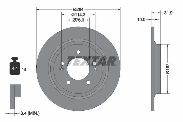 Δισκόπλακα TEXTAR 92293103 TEXTAR PRO 92293103: Δισκόπλακα Kia OPTIMA 2024