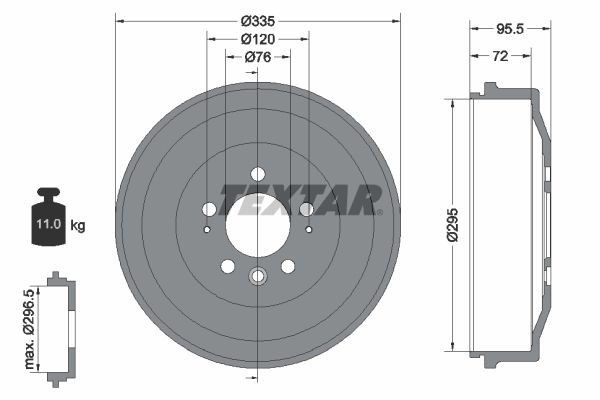 TEXTAR Remtrommel 94043900 TEXTAR 94043900 originele Remtrommel VW Amarok Flatbed Vrachtwagen kosten