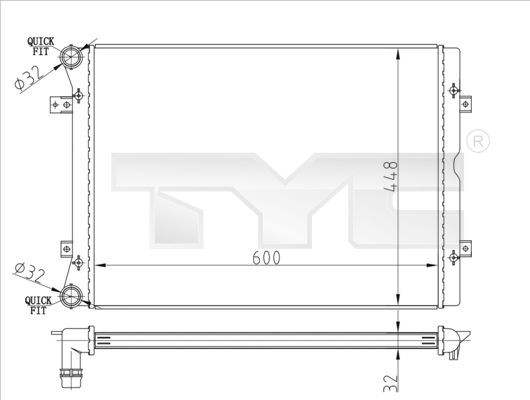 TYC Kühler, Motorkühlung 737-0067-R Autokühler TYC Volkswagen BORA 737-0067-R
