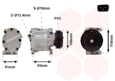 VAN WEZEL Ilmastoinnin kompressori 1700K090 Lancia Ypsilon 3 ilmastoinnin kompressori VAN WEZEL 1700K090