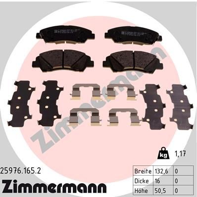ZIMMERMANN Jarrupalat, levyjarru 25976.165.2 HYUNDAI Kilpajarrupalat ZIMMERMANN 25976.165.2