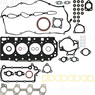 GLASER Tetnings helsett, motor S90314-00 S90314-00 Tetningssett veivhus KIA PRIDE GLASER