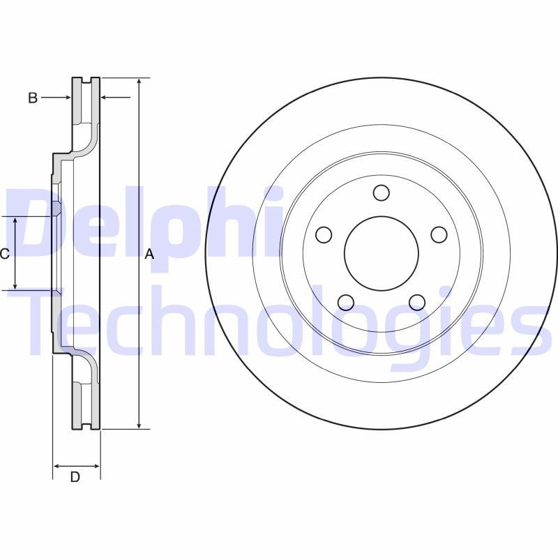 Disque de frein DELPHI BG4832C DELPHI BG4832C Disques de frein avant et arrière Ford USA MUSTANG 2024