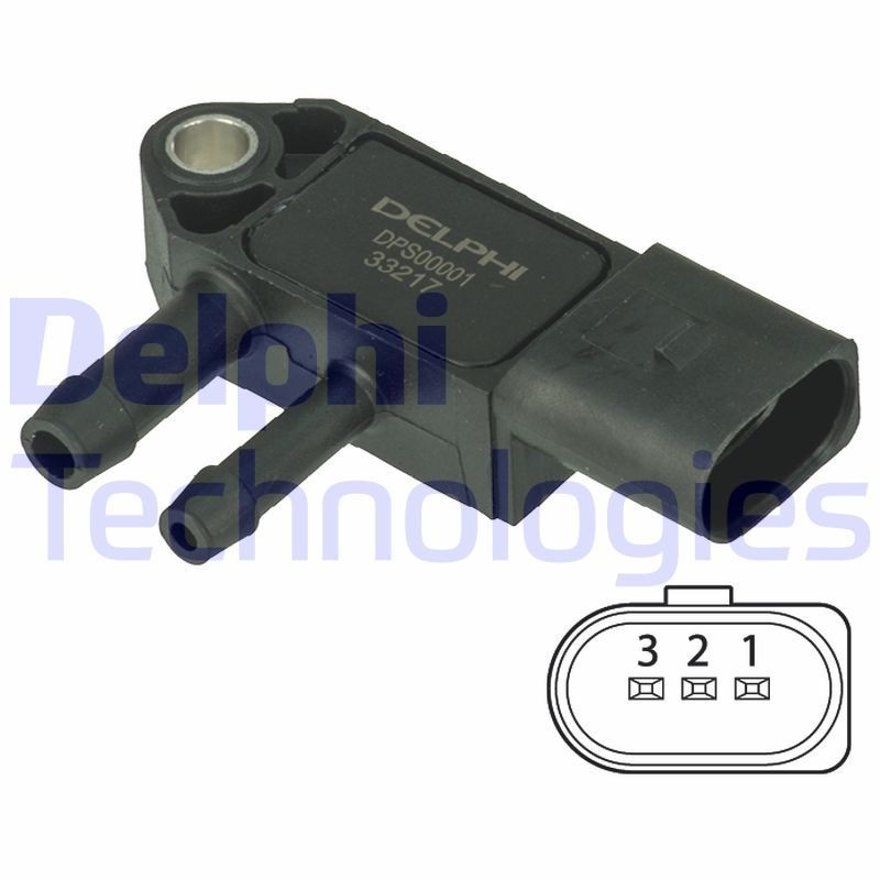 DELPHI Devējs, Izplūdes gāzu spiediens DPS00001 DELPHI DPS00001 Devējs izplūdes gāzu spiediens VW Golf 6 Cabrio cena