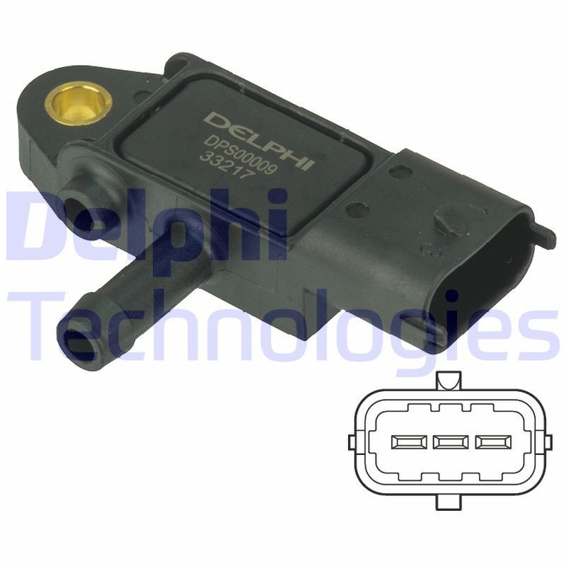 DELPHI Devējs, Izplūdes gāzu spiediens DPS00009 DPS00009 Devējs izplūdes gāzu spiediens SUZUKI SX4 DELPHI