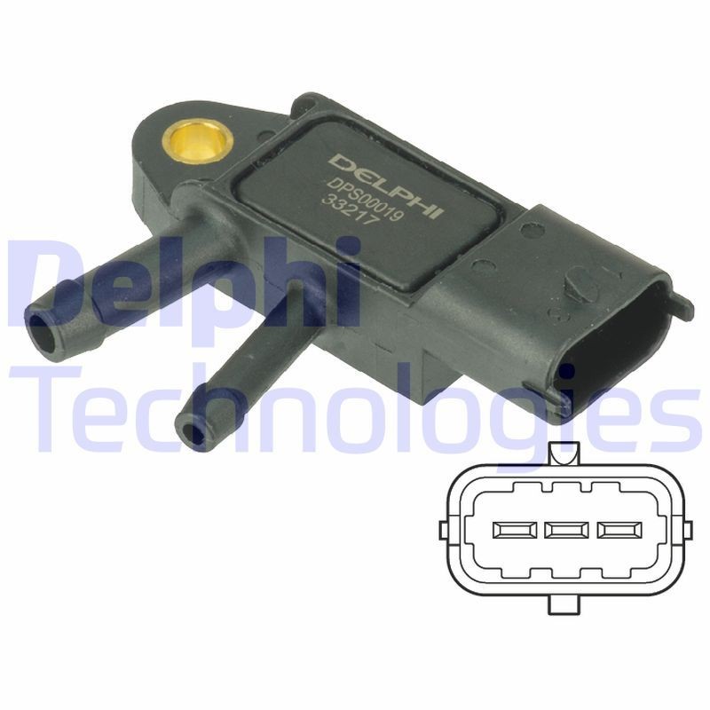 DELPHI Sensor, udstødningstryk DPS00019 Sensor, udstødningstryk DELPHI DPS00019 Musso (Q250) 2.2 e-XDI 203HK