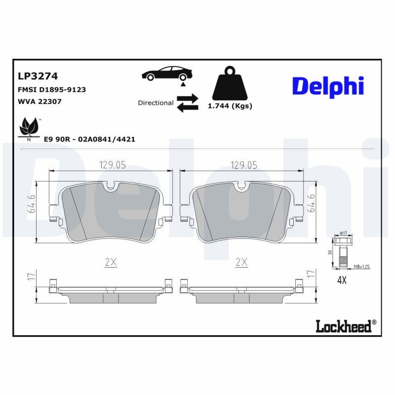DELPHI Brake pad set LP3274 LP3274 DELPHI racing brake pads SKODA CITIGO